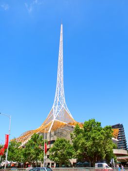 Melbourne, Australia - November 14, 2005: The Melbourne Arts Centre Spire stretches into the sky.  The Centre was completed in the year 1984.