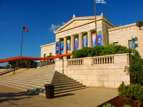 Chicago, USA - June 07, 2005: View of the main entrance to the Shedd Aquarium near downtown Chicago, Illinois.  The Shedd Aquarium opened in the year 1930.