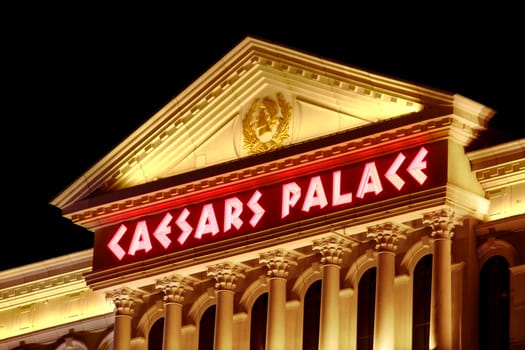 Las Vegas, USA - November 30, 2011: Caesars Palace is a large hotel and casino that opened in the 1960's in Las Vegas.  The buildings and decorations have a Roman Empire theme.