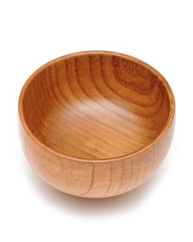 Old wooden bowl on a white background