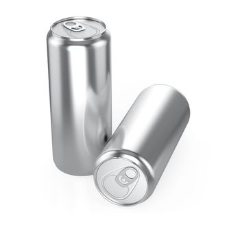 Two aluminum cans on white background