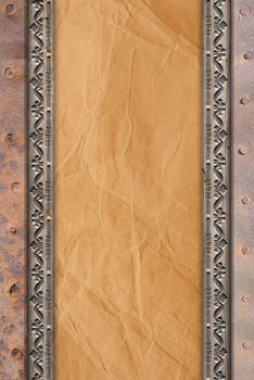 old style retro paper on wooden frame. ready for your message. 