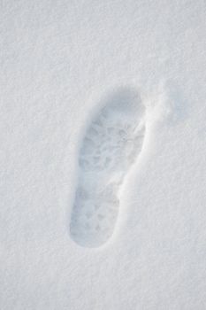 Footprint in the fresh snow