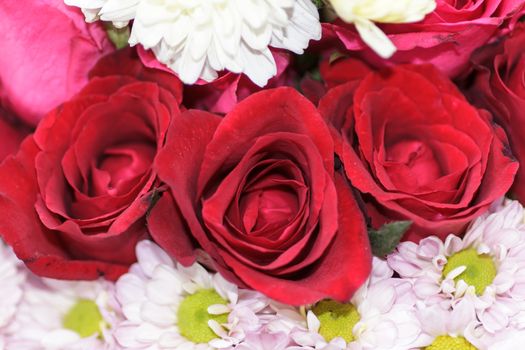 beautiful bouquet of rose and bright flowers