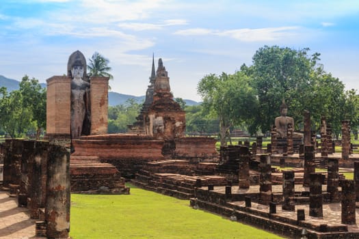 Buddha Statue at Temple in Sukhothai Historical park , Thailand