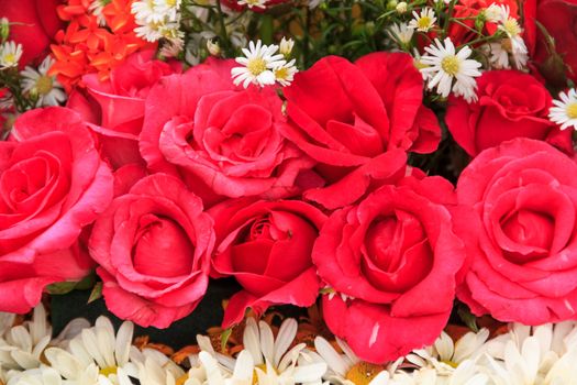 beautiful bouquet of rose and bright flowers