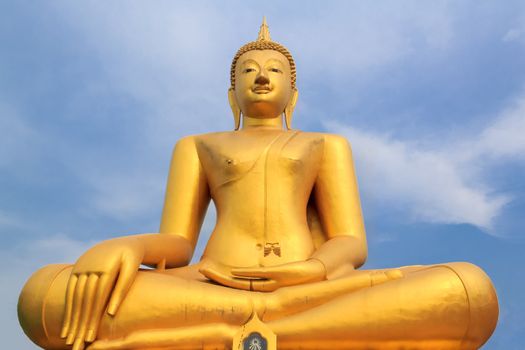 the golden buddha statue in temple