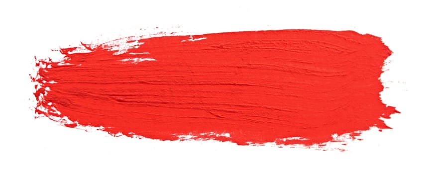 red stroke of the paint brush isolated on white