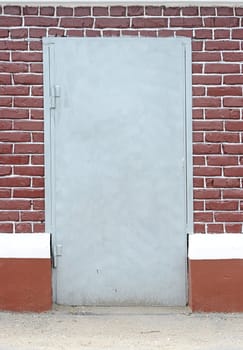 brick wall with door background 