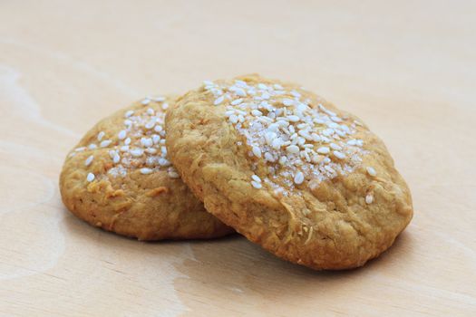 sweet cakes with sesame seeds and sugar