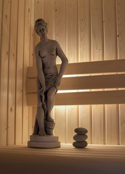 statute of naked woman in sauna