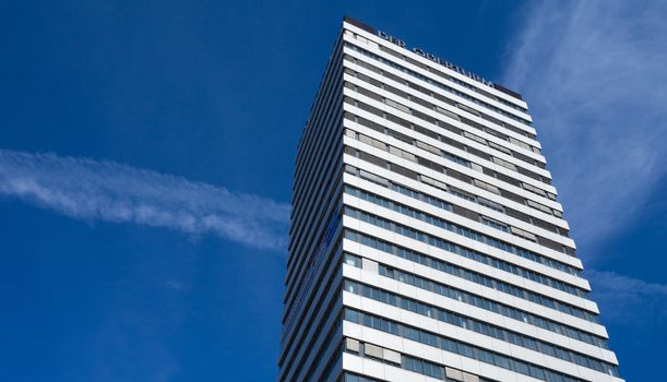 Frankfurt (Oder)'s Oderturm Tower with blue sky, Brandenburg, Germany