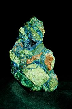 Beautiful malachite/azurite conglomerate rock found in copper mine in Arizona, USA.