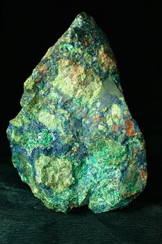 Beautiful malachite/azurite conglomerate rock found in copper mine in Arizona, USA.