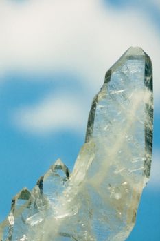 Faden quartz is a usually tabular quartz crystal with a white thread or string in its interior. This specimen was found in Ramsbeck Germany.