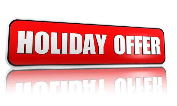 holiday offer 3d red banner with white text, business concept