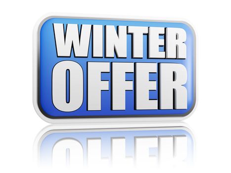 winter offer 3d blue banner with white text, business concept