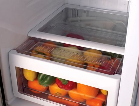 Fresh fruit and vegetables in the fridge