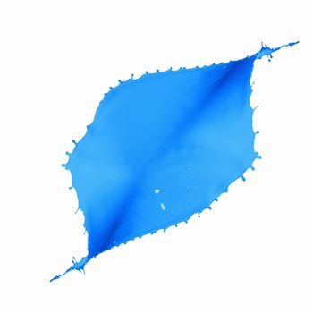 Bright blue colour paint splash on white background