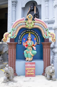 Maha Luxmi Hindu Goddess Outside Temple in Singapore