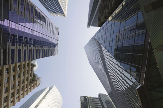 Office Building Towers and Reflection in Singapore Financial Central Business District