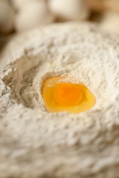 Mountain of baking powder and an egg in the middle