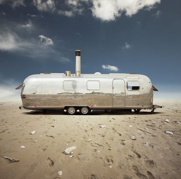 steel caravan in the desert