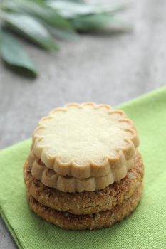 stack of cookies on green napkin