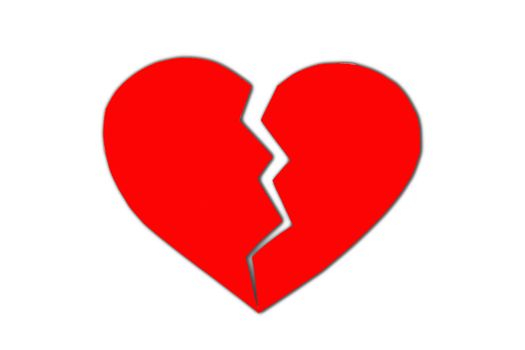 Red broken heart on a white background