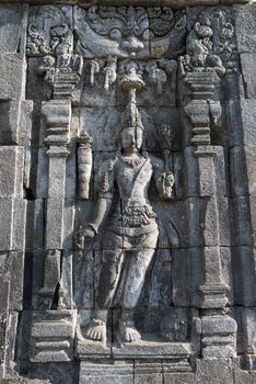 Images of Boddhisattva on wall of Perwara (guardian) temple in Candi Sewu complex (means 1000 temples). It has 253 building structures (8th Century) and it is the second largest Buddhist temple in Java, Indonesia.