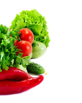 Different vegetables isolated on white background.
