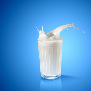 Fresh milk in the glass on colour background, illustration