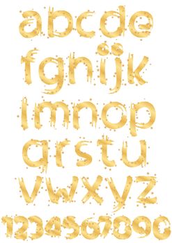 gold alphabet and numbers with gold stars