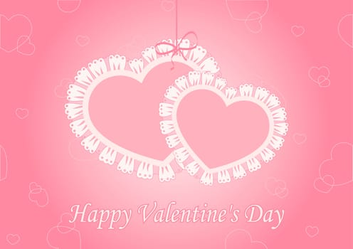 greeting card with hearts on a pink background Valentine's Day