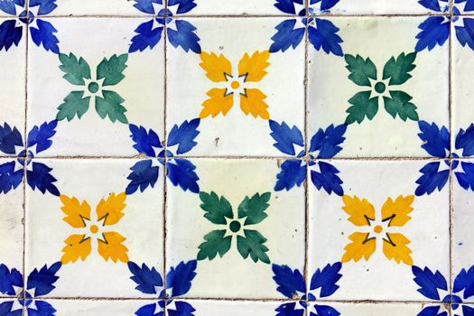 Detail of some typical portuguese tiles (azulejos) at Lisbon