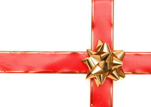 Red golden bow and ribbon-gift wrapping