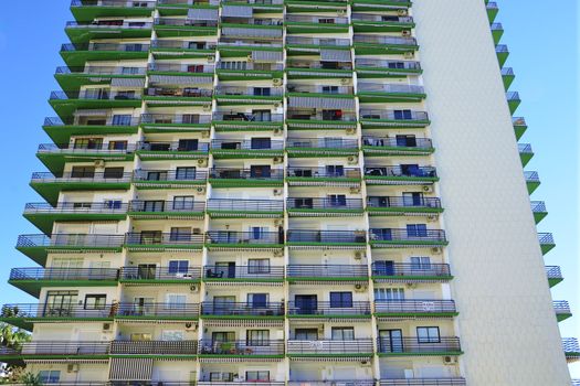 Facade of a multi-storey building made of a silicate brick