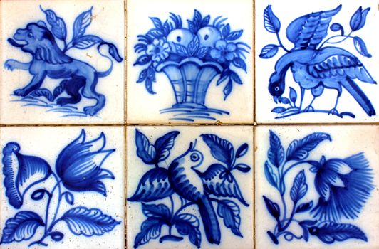 Detail of some typical portuguese tiles (azulejos) at Lisbon