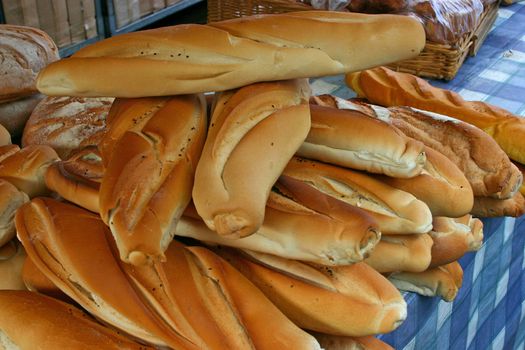 Group of French Breads (baguettes) 