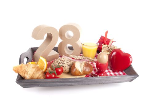 Happy birthday breakfast on a tray