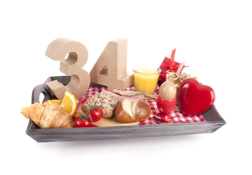 Happy birthday breakfast on a tray