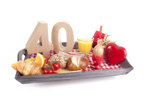 Happy birthday breakfast on a tray