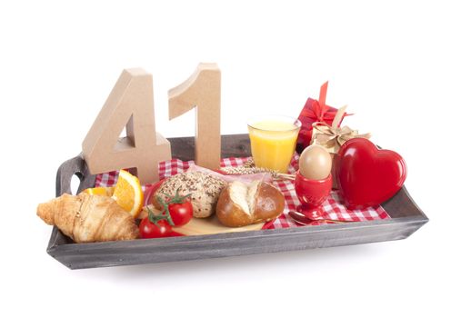 Happy birthday breakfast on a tray