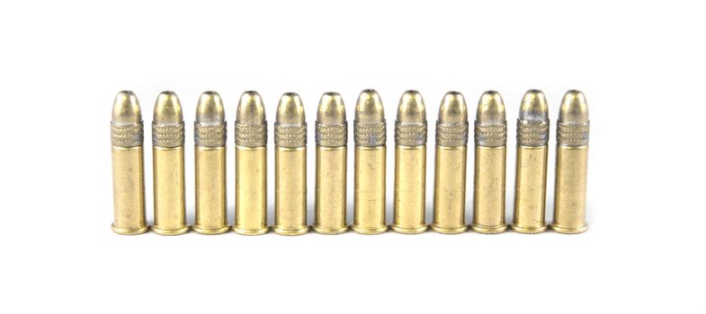 High quality bullets on a white isolated background
