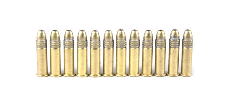 High quality bullets on a white isolated background