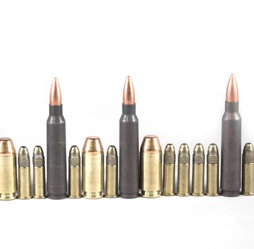 High quality bullets on a white isolated background