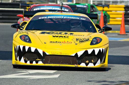 BANG SAEN - DECEMBER 22: Car 35, the Ferrari 430 GT3 of Tannat Tannakitamnoey, racing during the 2012 Bang Saen Speed Festival in Thailand on December 22, 2012.