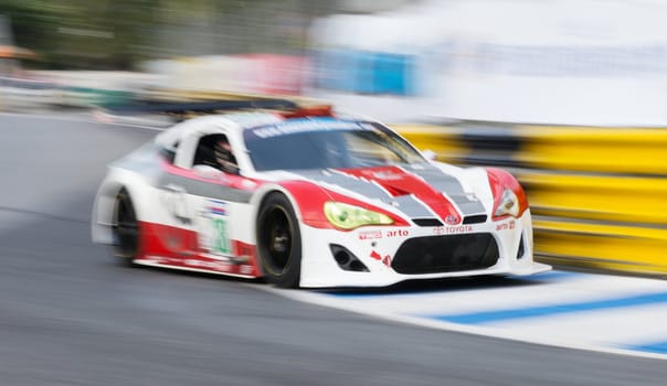 BANG SAEN - DECEMBER 22: Car 38, the Toyota 86 of Nattapong Hotongkam, racing during the 2012 Bang Saen Speed Festival in Thailand on December 22, 2012.