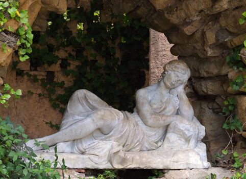 Grotto of the nymph Egerii in Parc del Laberint d'Horta. Barcelona. Catalonia. Spain