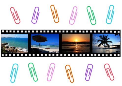 Sea view film strip on white background